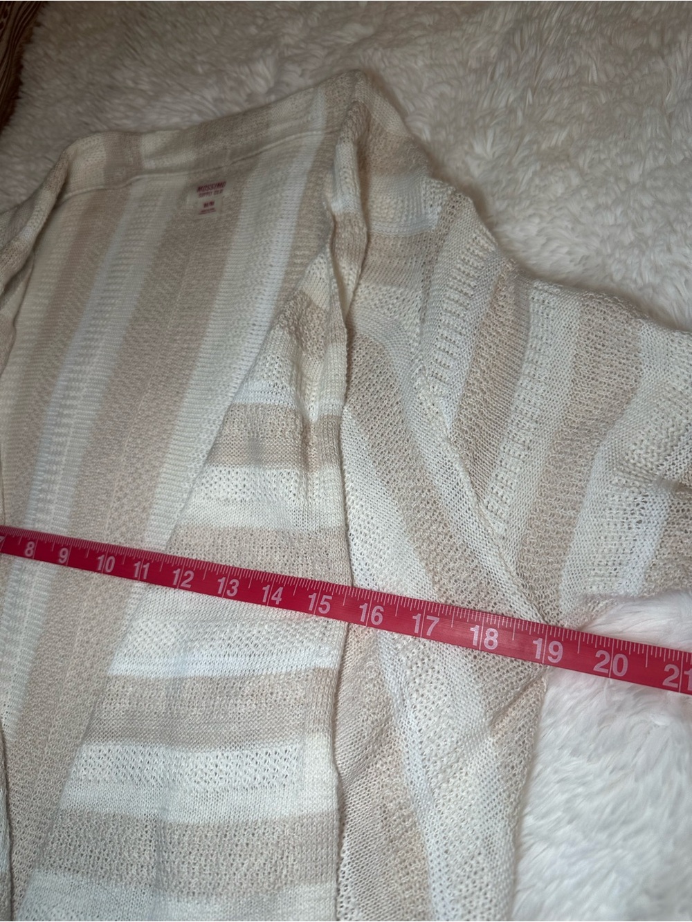 Mossimo Supply Co Cream Striped Waterfall High Low Cardigan Sweater M - Picture 5 of 9